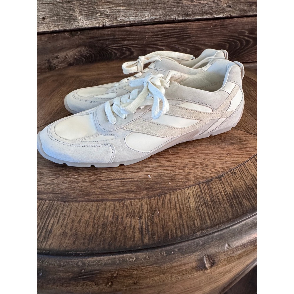 Vince Mens Horchata Suede Leather Low Top Sneakers J3273L3 Size 9 Off White